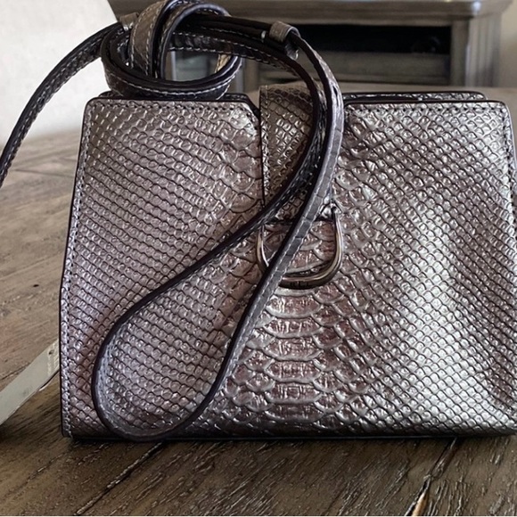 Lauren Ralph Lauren Leather Metallic Python Crossbody Bag - Picture 1 of 5